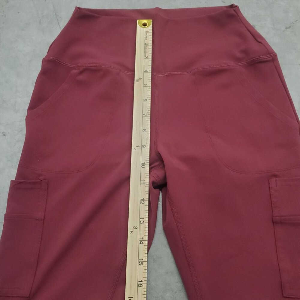 Spyder Active Maroon Cargo Pocket Leggings Womens Medium Polyester Spandex Blend - Picture 2 of 6